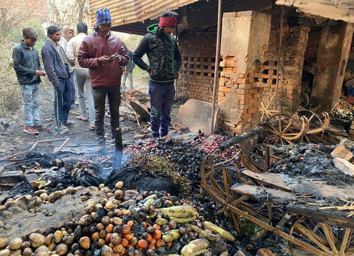 Garlic onions and vegetables burnt due to fire