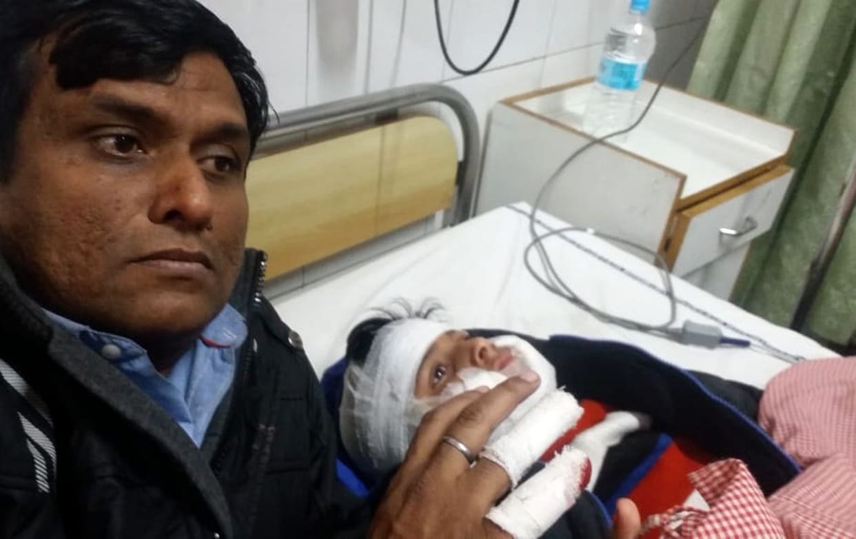 The child's cheek was cut from the mind, severe wound in the throat as well