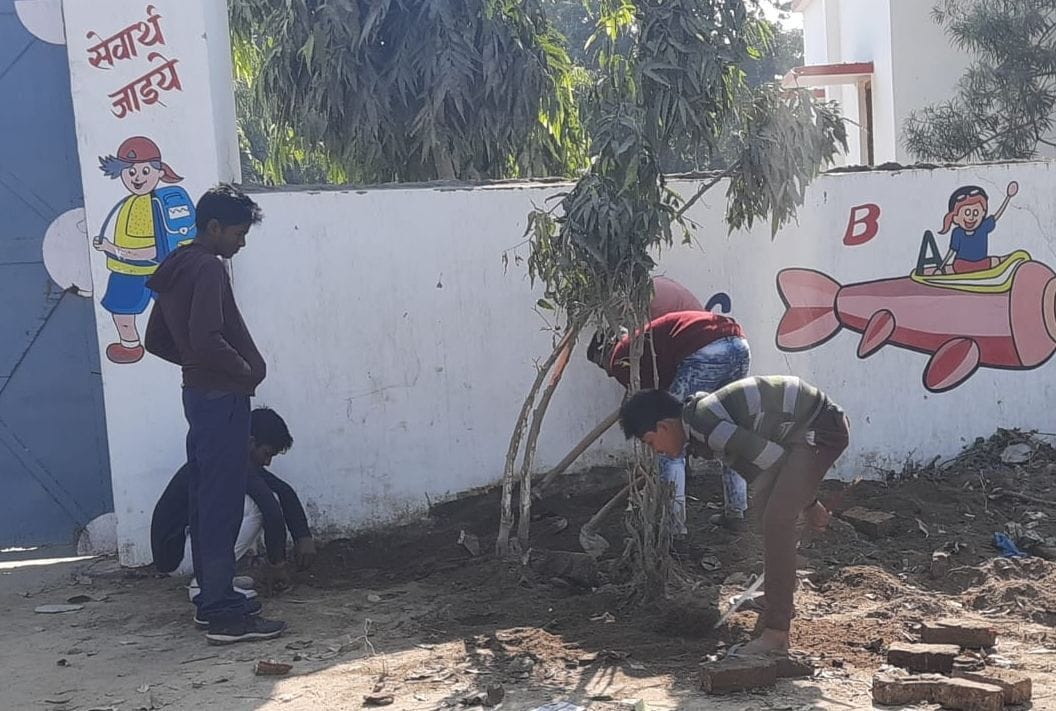 Students are cleaning school premise instead of studying