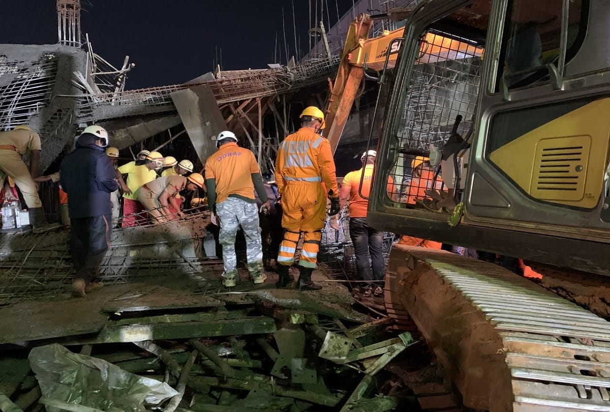 Under construction roof to connect Terminal1 and Terminal 2 of the Bhubaneswar Airport collapsed