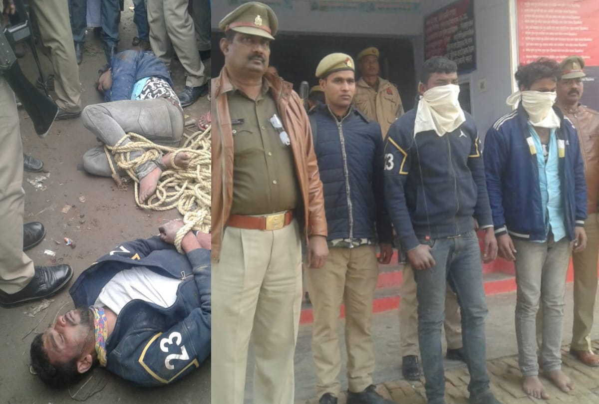 Villagers grabbed and beaten the robbers, who shoot the firing on spot