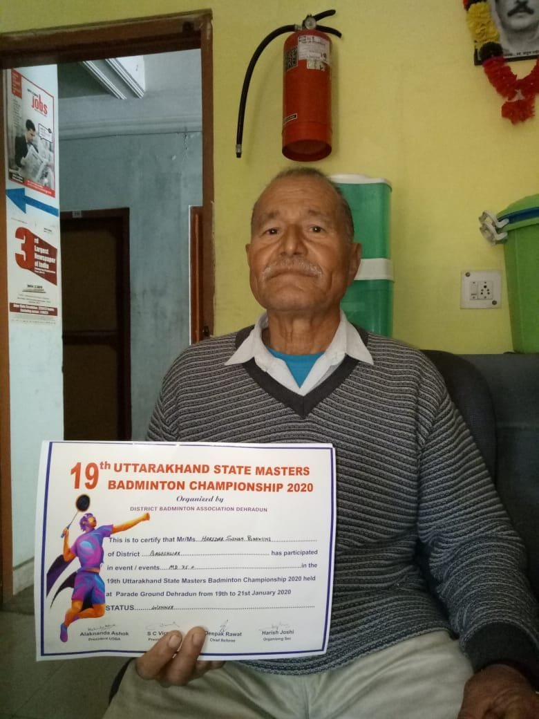 76-year-old Harendra won two gold medals in badminton