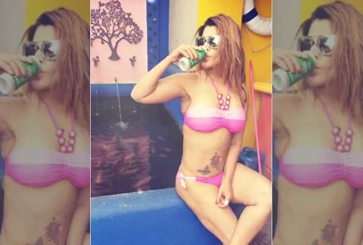 Rakhi Sawant Pool Video Is Very Bold Pink bikini Pics Goes Viral