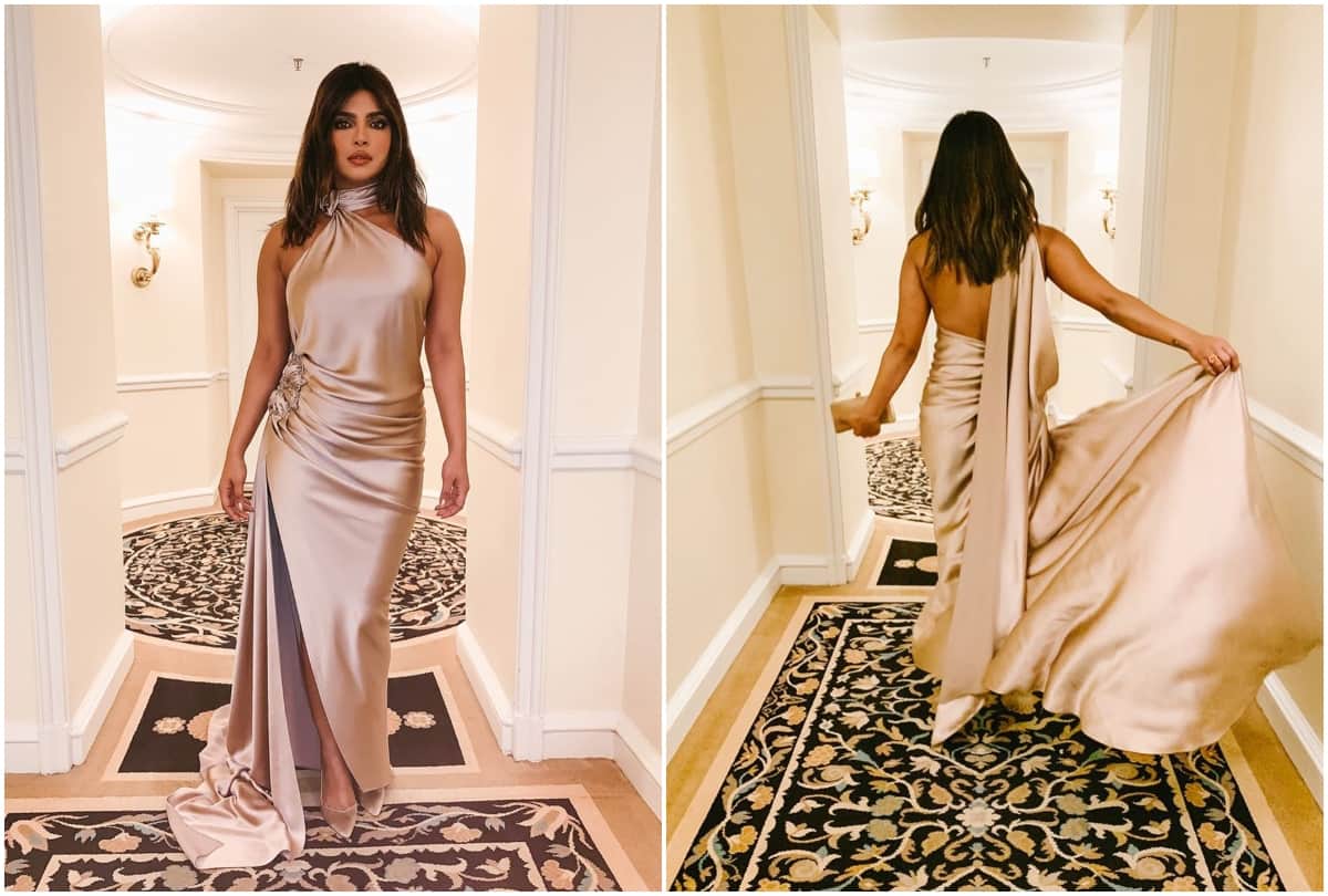 grammy 2020: priyanka chopra pre grammy party look in satin gown