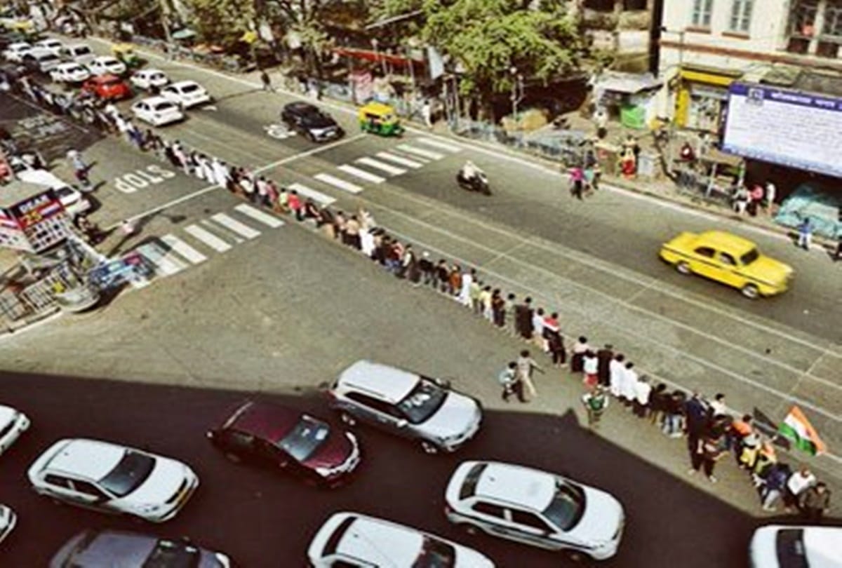 Human Chain on Republic Day 2020 in Kolkata against CAA and NRC in Kolkata