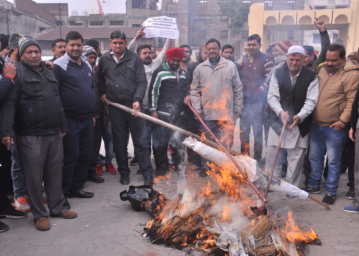 Shops closed, effigy of chairperson burnt