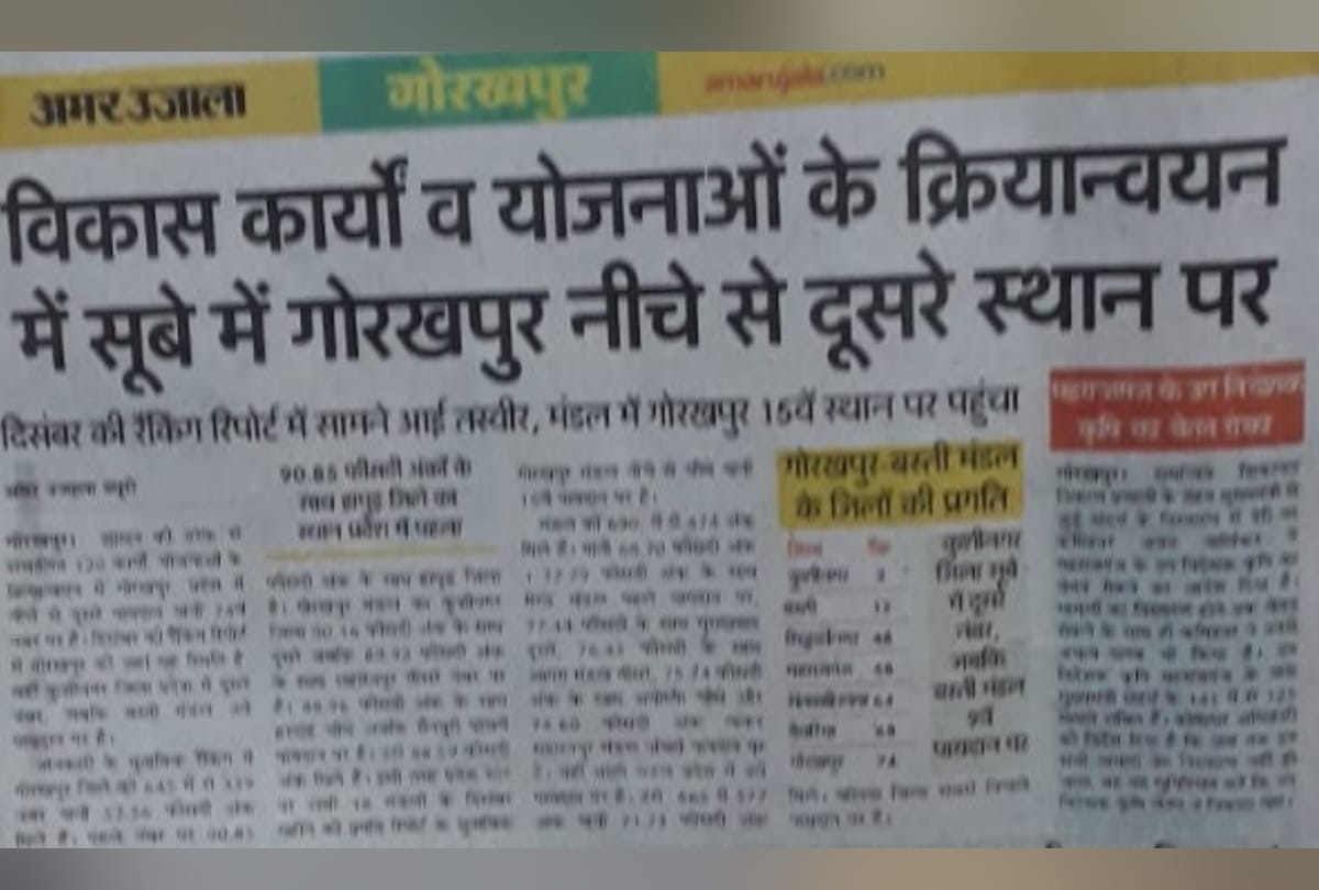why gorakhpur down Uttar Pradesh Government December ranking, know the reason