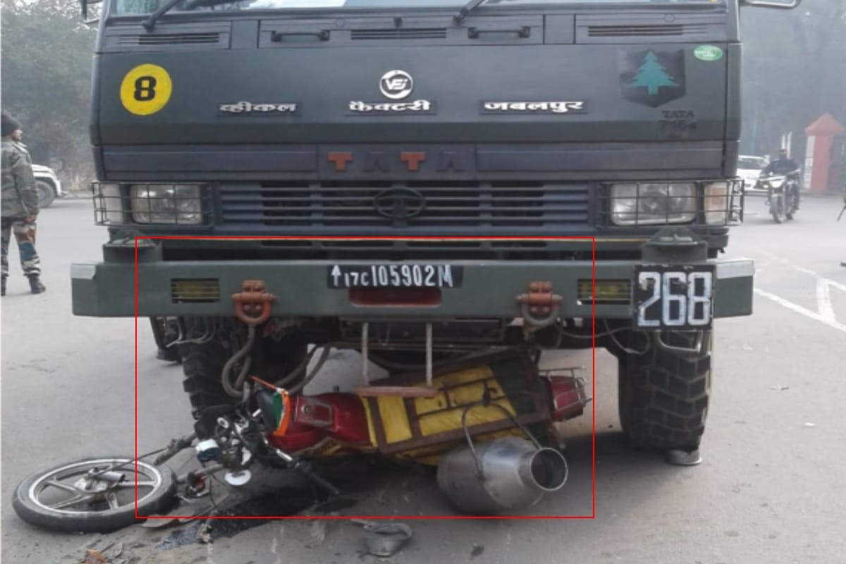 Road accident, Bike rider dies after being hit by army truck in Meerut