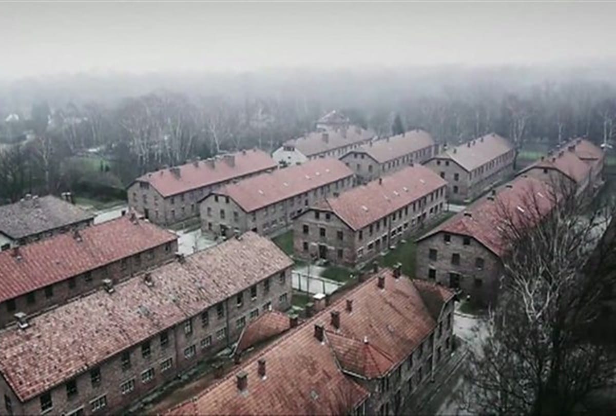 gate of death auschwitz concentration camp which operated by nazi germany in poland