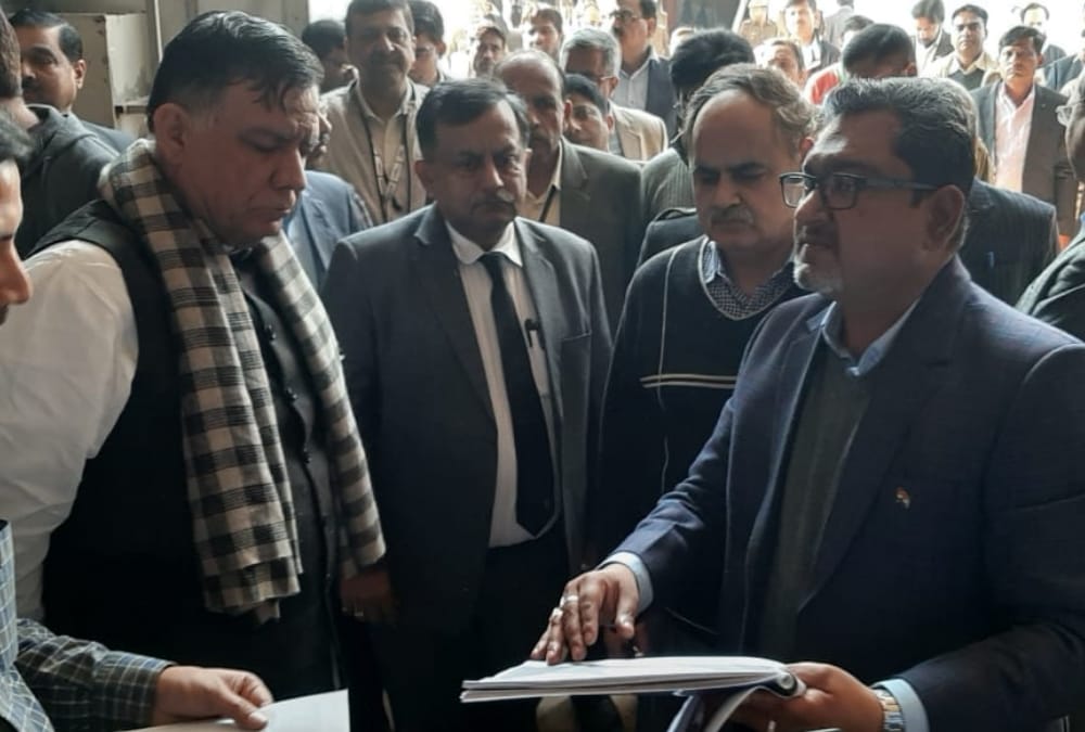 Satish Mahana inspects place of Defence Expo in Lucknow.