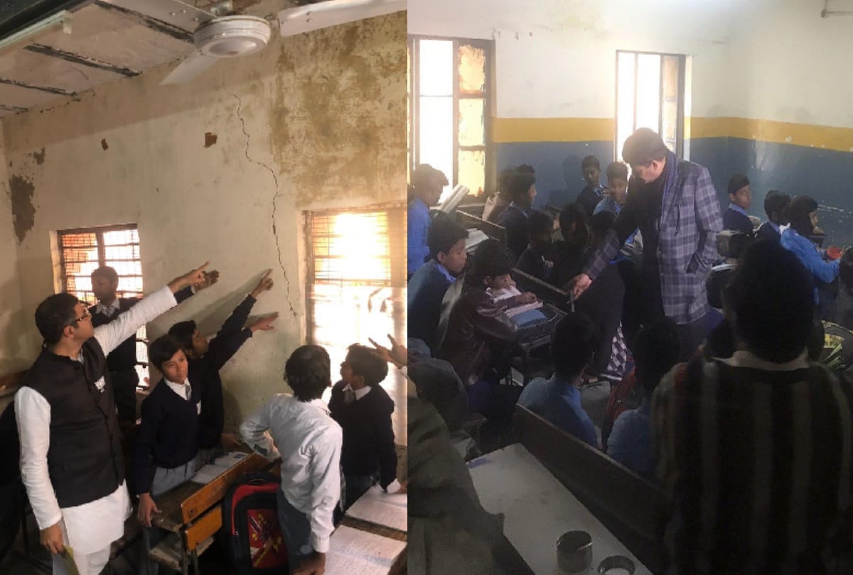bjp MP parvesh verma reach delhi school which get notice 4 months ago for bad condition
