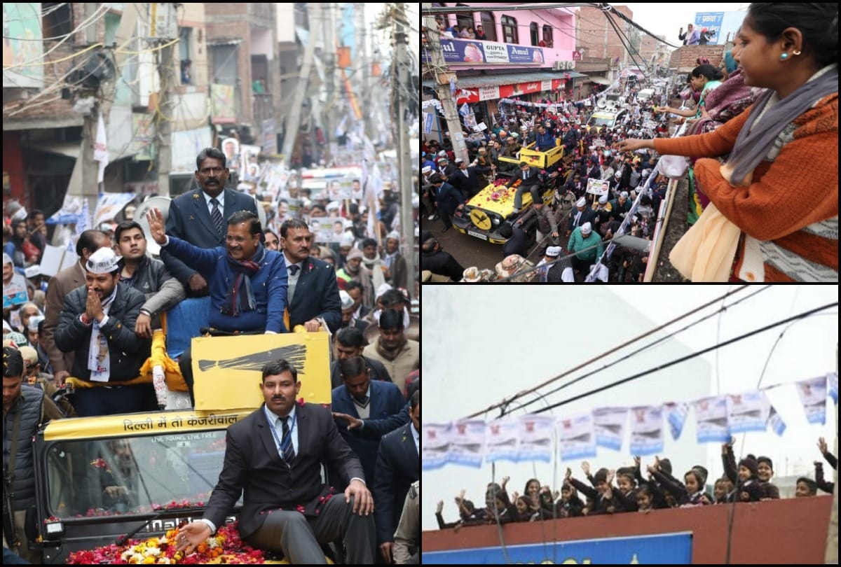 Delhi Assembly Elections 2020 Kejriwal holds road show in Karawal nagar 
