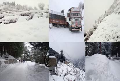 heavy snowfall recorded in himachal road blocked, passanger rescued