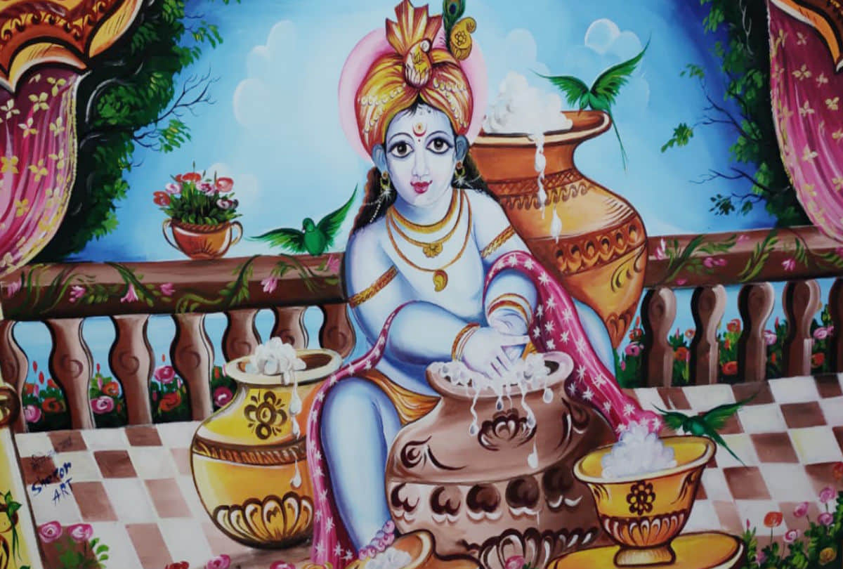 wall painting of krishna in barsana and nandgaon lathmar holi 2020