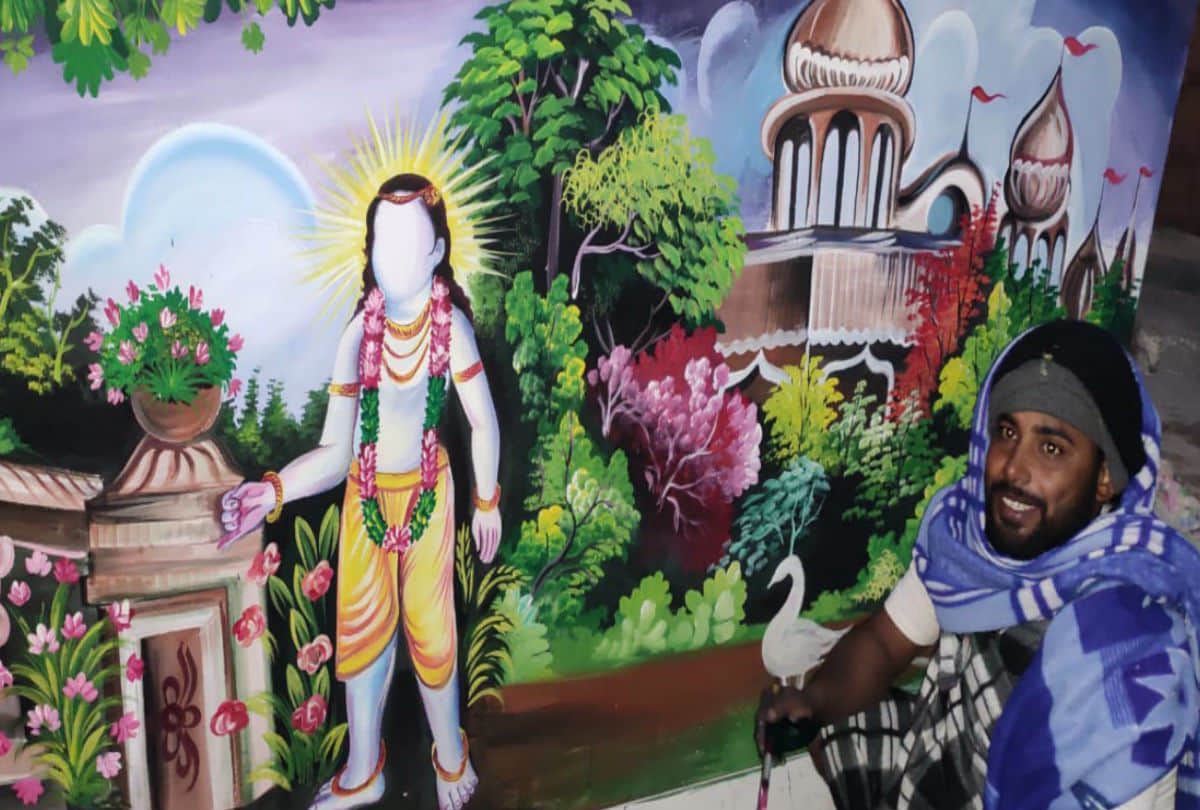 wall painting of krishna in barsana and nandgaon lathmar holi 2020