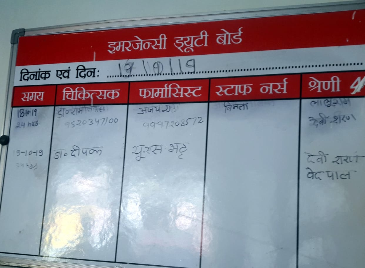 CHC has not changed duty on board installed outside emergency for many months