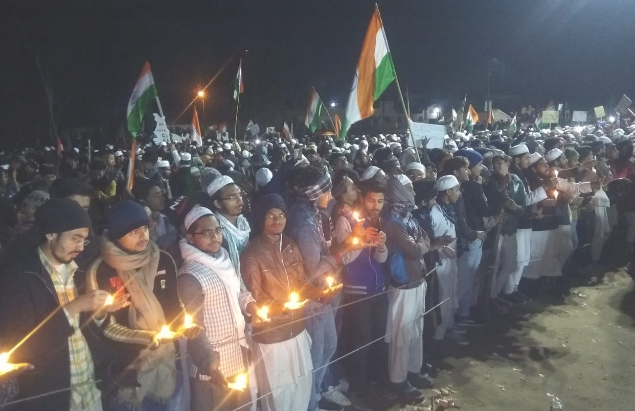 Women took out candle march against CAA
