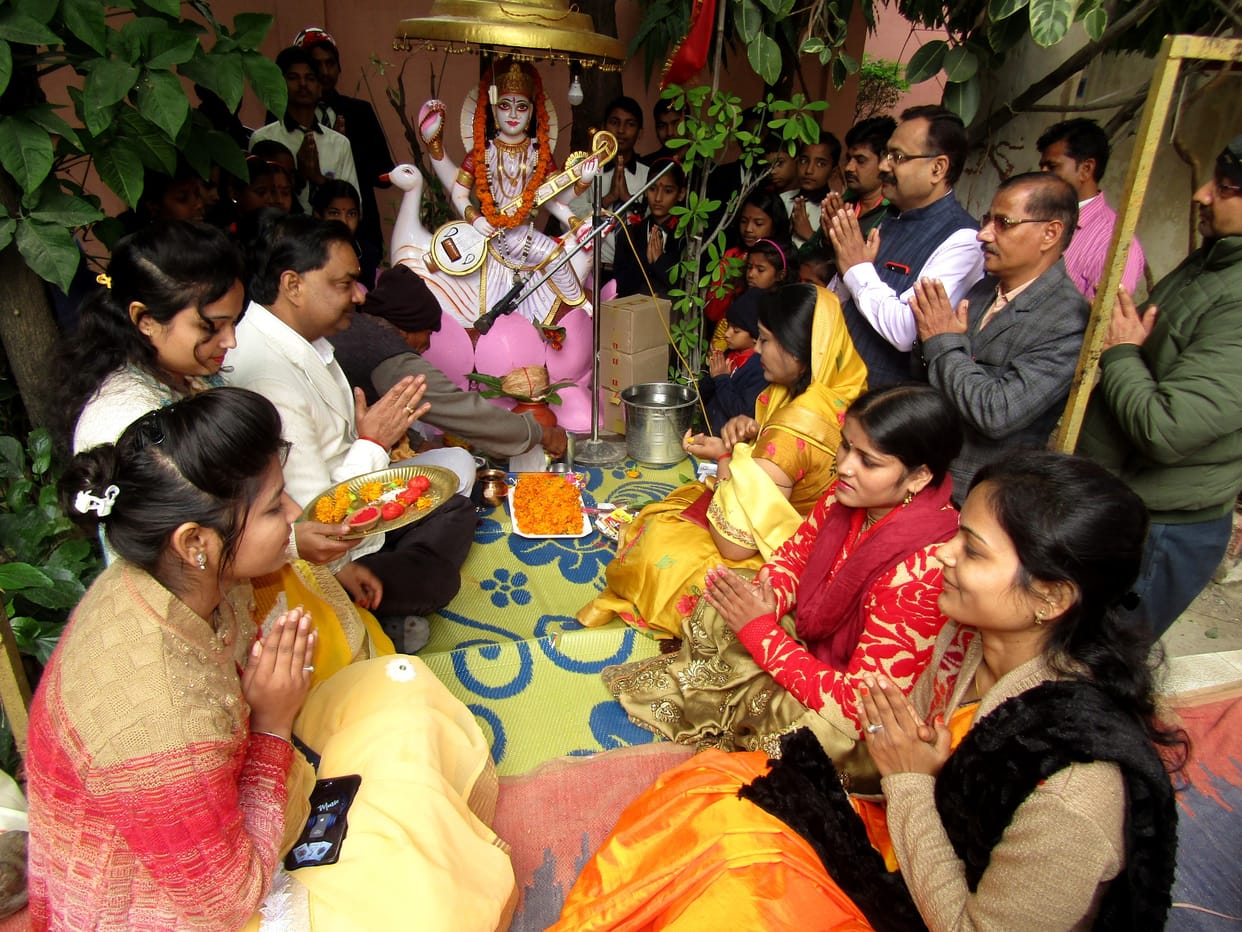 Worship of mother Saraswati by law