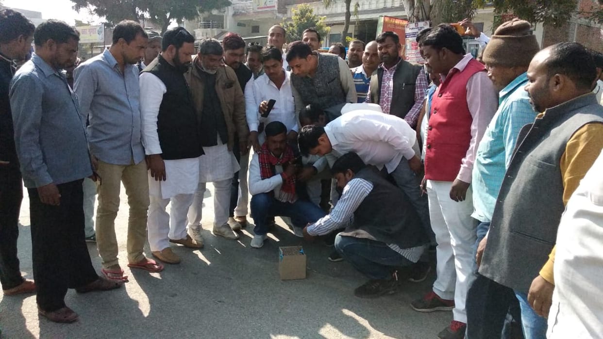 Fireworks broke out as soon as Atul Rai MP was sworn in from Ghosi seat of Mau
