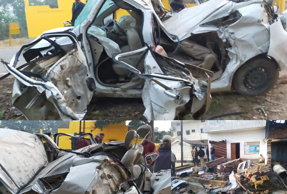 three died and three injured  in car accident in sitapur