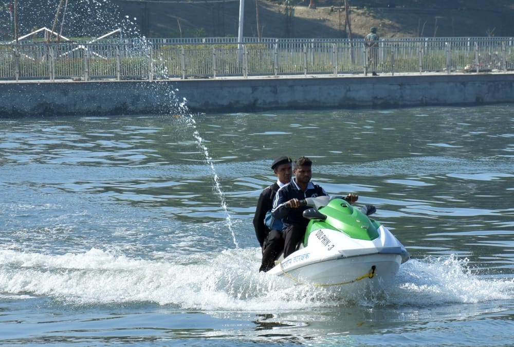 Preparation of Defence Expo on Gomati River Front in Lucknow.