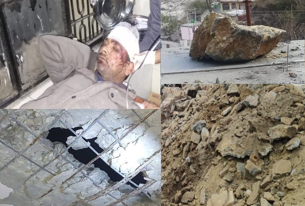 Mountain Collapse on Badrinath Highway, Debris fall on car and Houses Se  photos