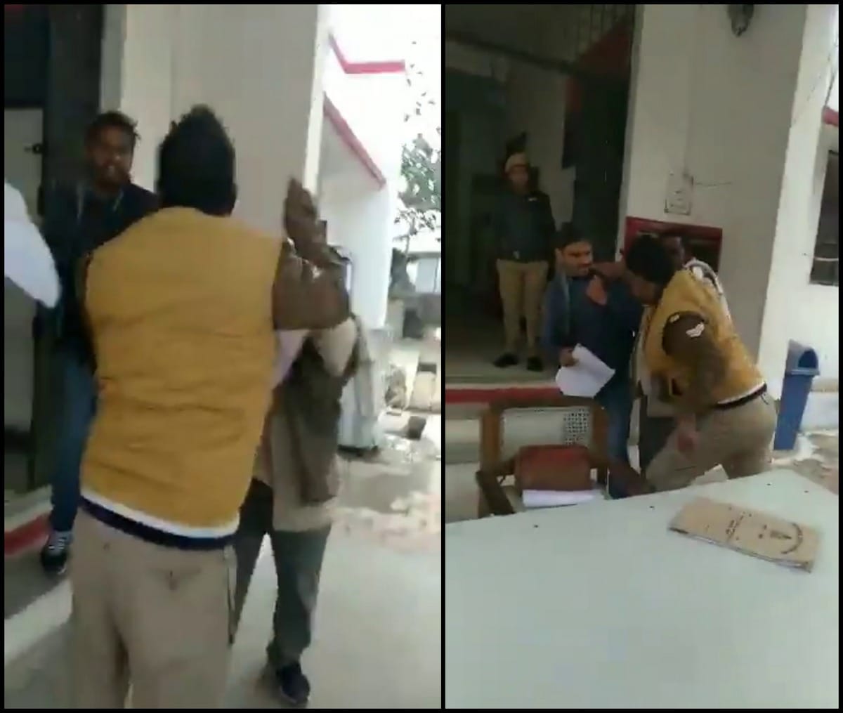 Video viral policeman beaten a student in bhadohi