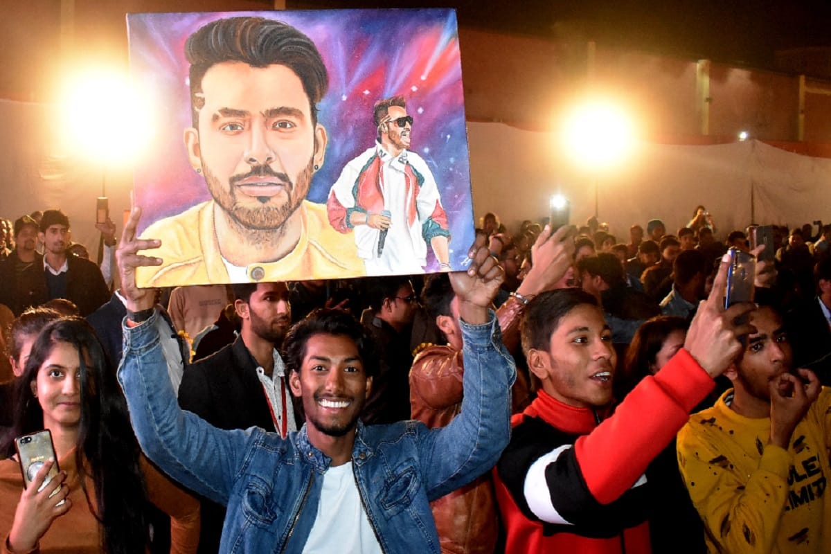 Tony Kakkar arrives at a program at Vidya Knowledge Park in Meerut