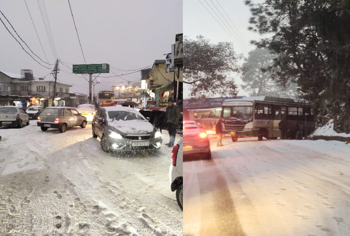 Snowfall again in Shimla, National Highway closed, people stuck in traffic jams on city roads