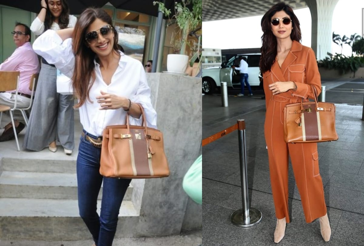 shilpa shetty in airport with expensive bag worth 10 lakh