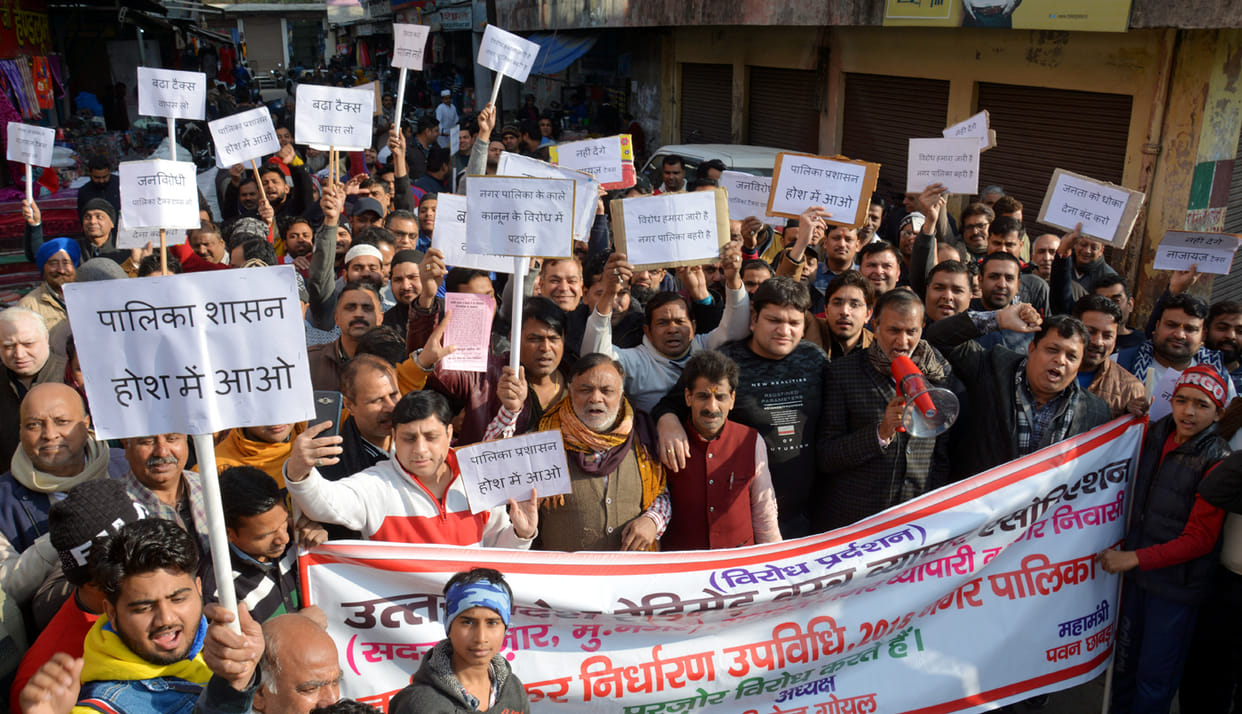 Traders protested against the increase in tax