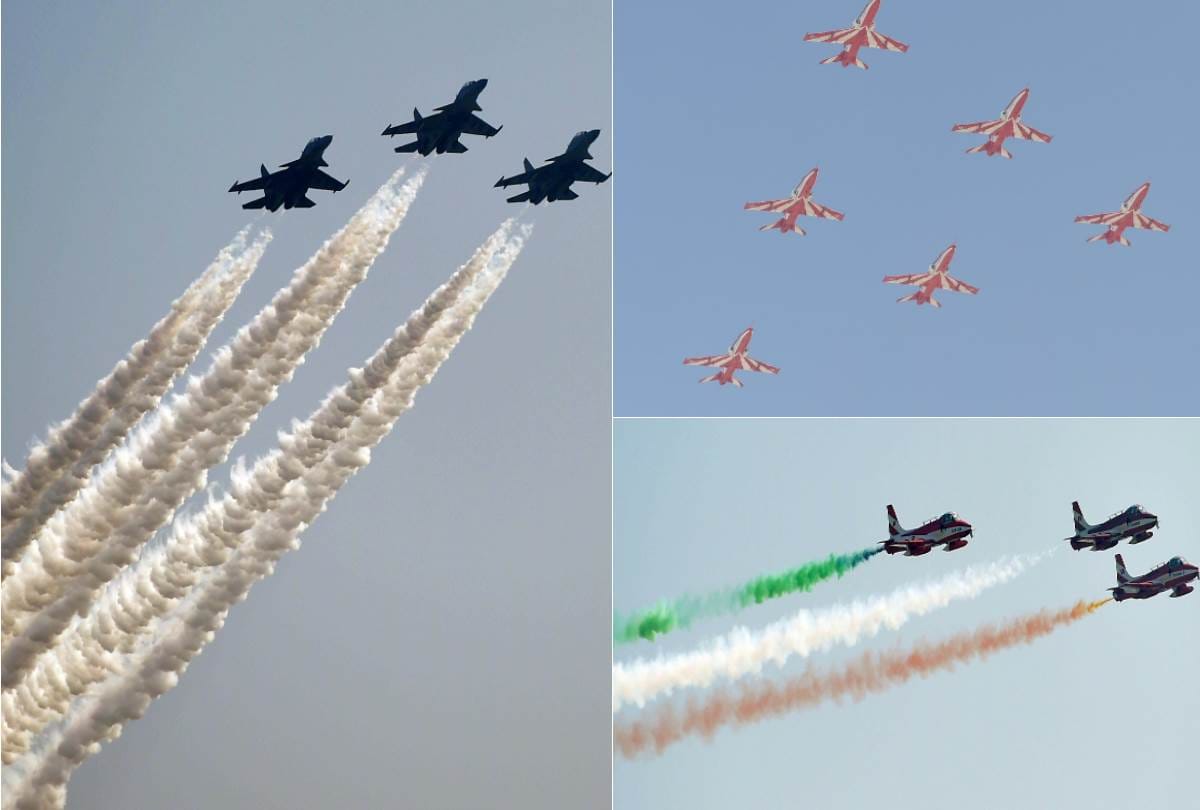 practice of flying display for defence expo in lucknow