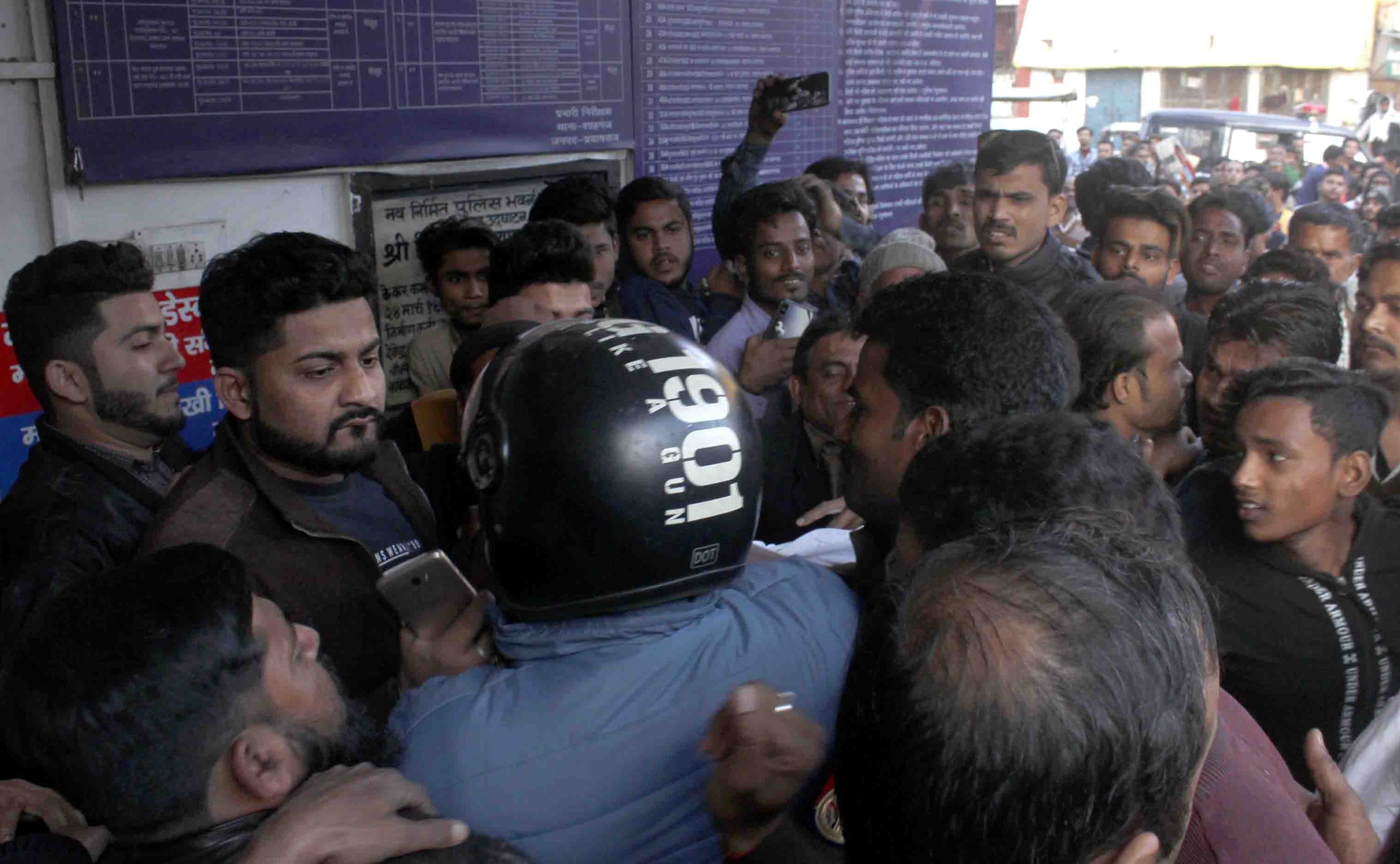 Elderly head beaten up by police officer, mob surrounded police station