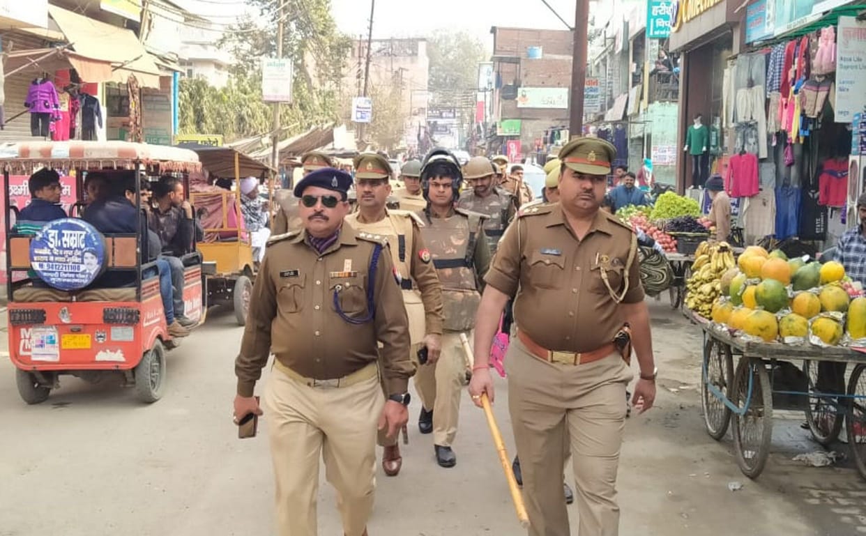 Police conducted flag march for peace
