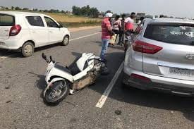 Scooty riding two girl students killed in car collision on Bada Bypass in Bareilly