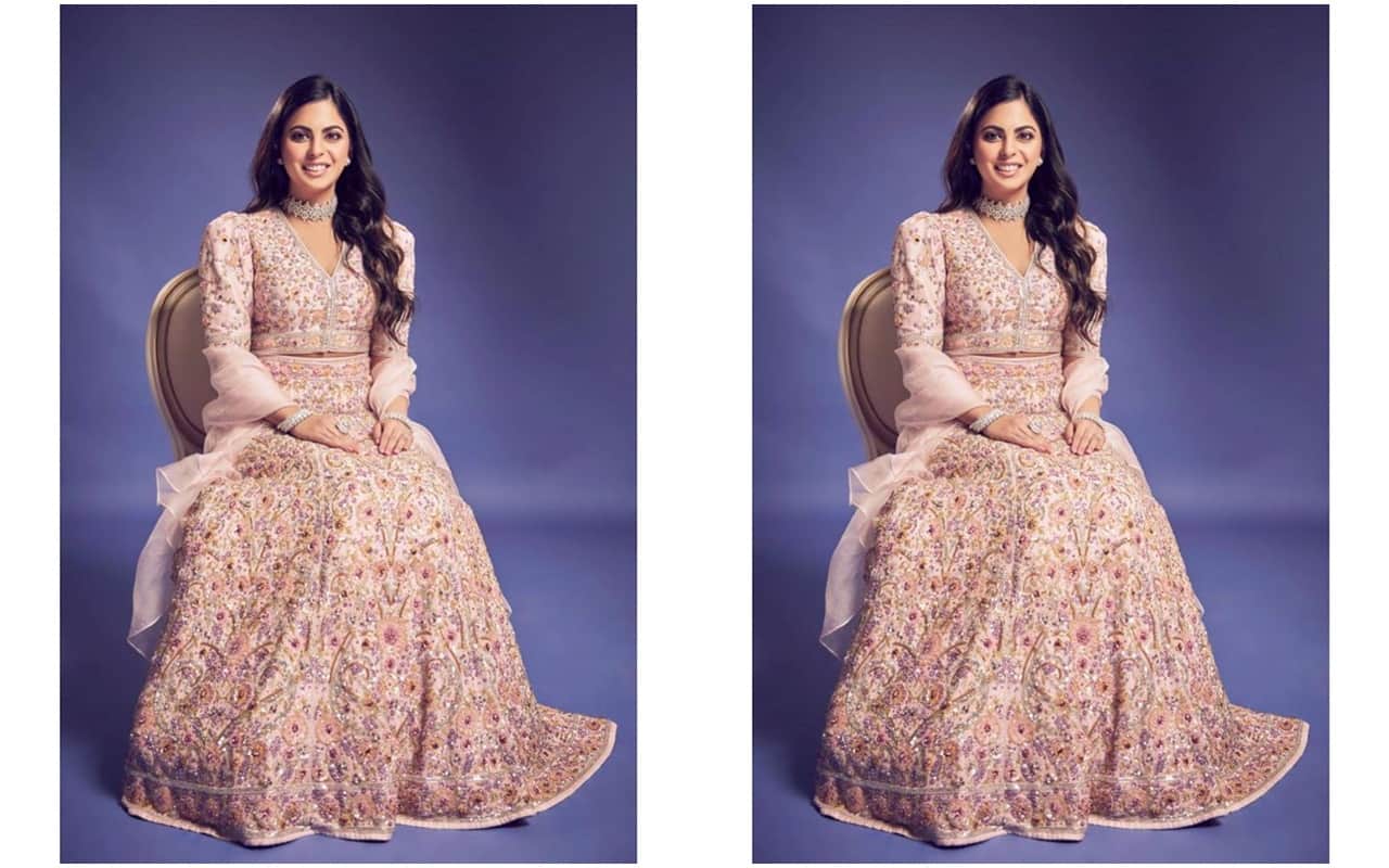 Isha Ambani wore a gorgeous blush pink lehenga For Armaan Jain wedding