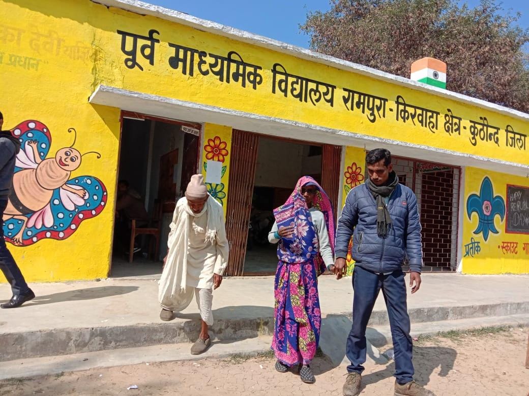 Voting took place in two gram panchayats amid tight security arrangements