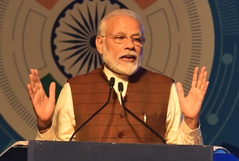 Prime minister narendra modi enjoys shooting in defence expo.