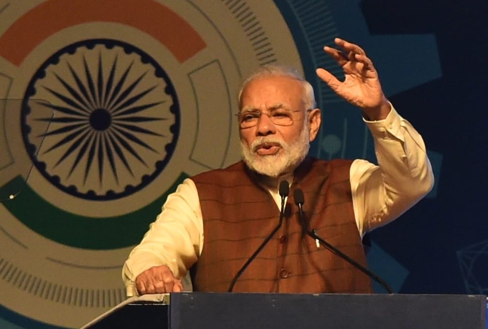 Prime minister narendra modi enjoys shooting in defence expo.