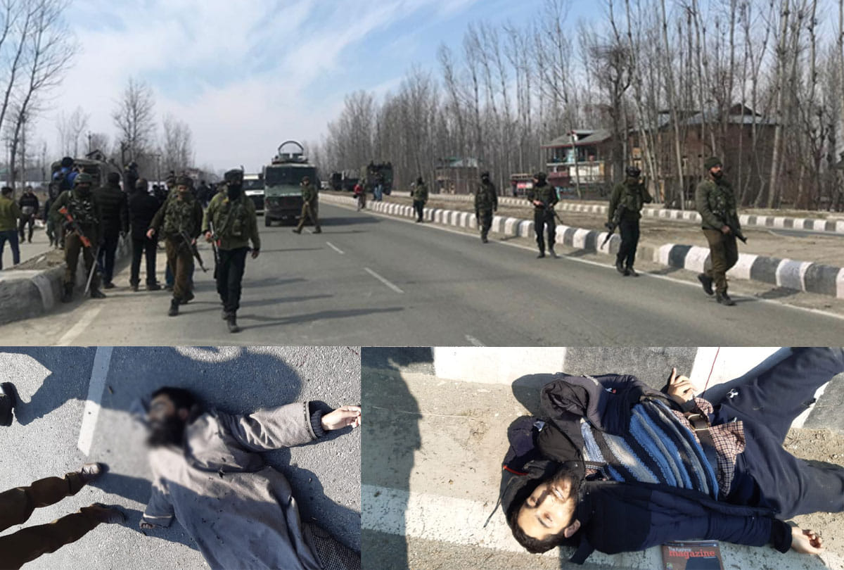 encounter in srinagar lawaypora area jammu kashmir, crpf jawan martyred, militants killed