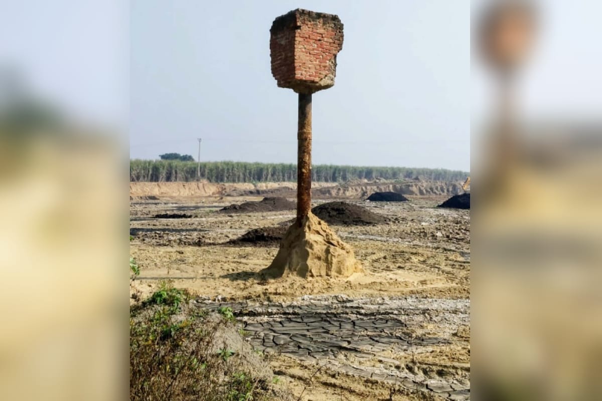 Mining left tubewell twenty feet above the ground, Sold soil to the government