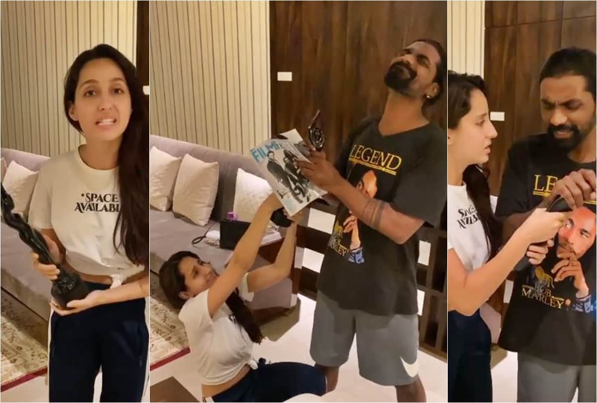 Nora Fatehi is snatching an award from Remo D’Souza viral video on Instagram