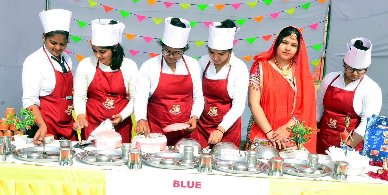 food carnival, girls, making food