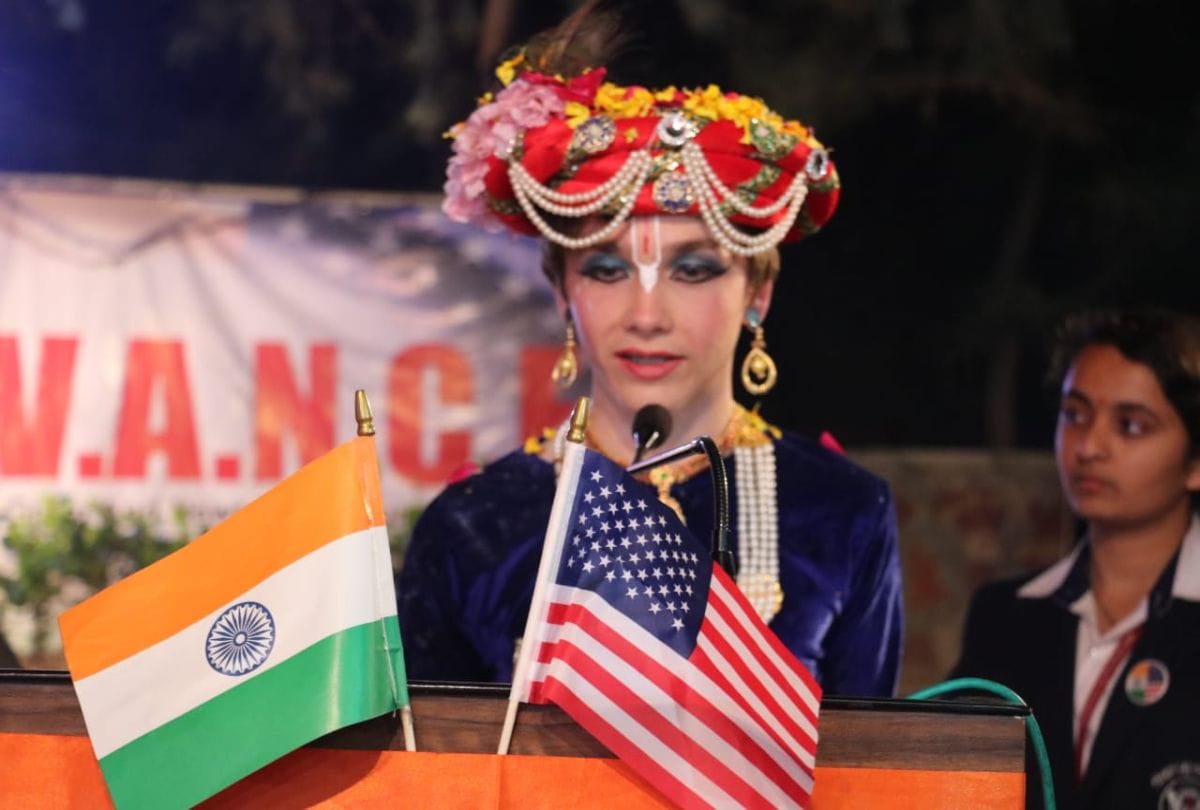 American school girls performs radha krishna leela in vatsalya gram vrindavan