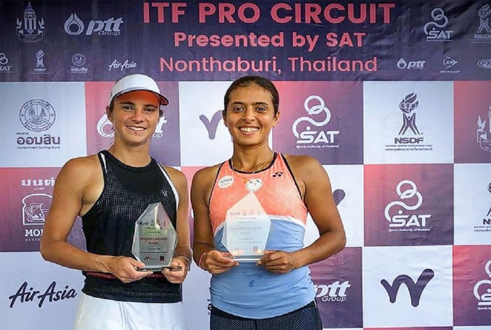 ankita raina wins Nonthaburi ITF Tennis doubles title again 