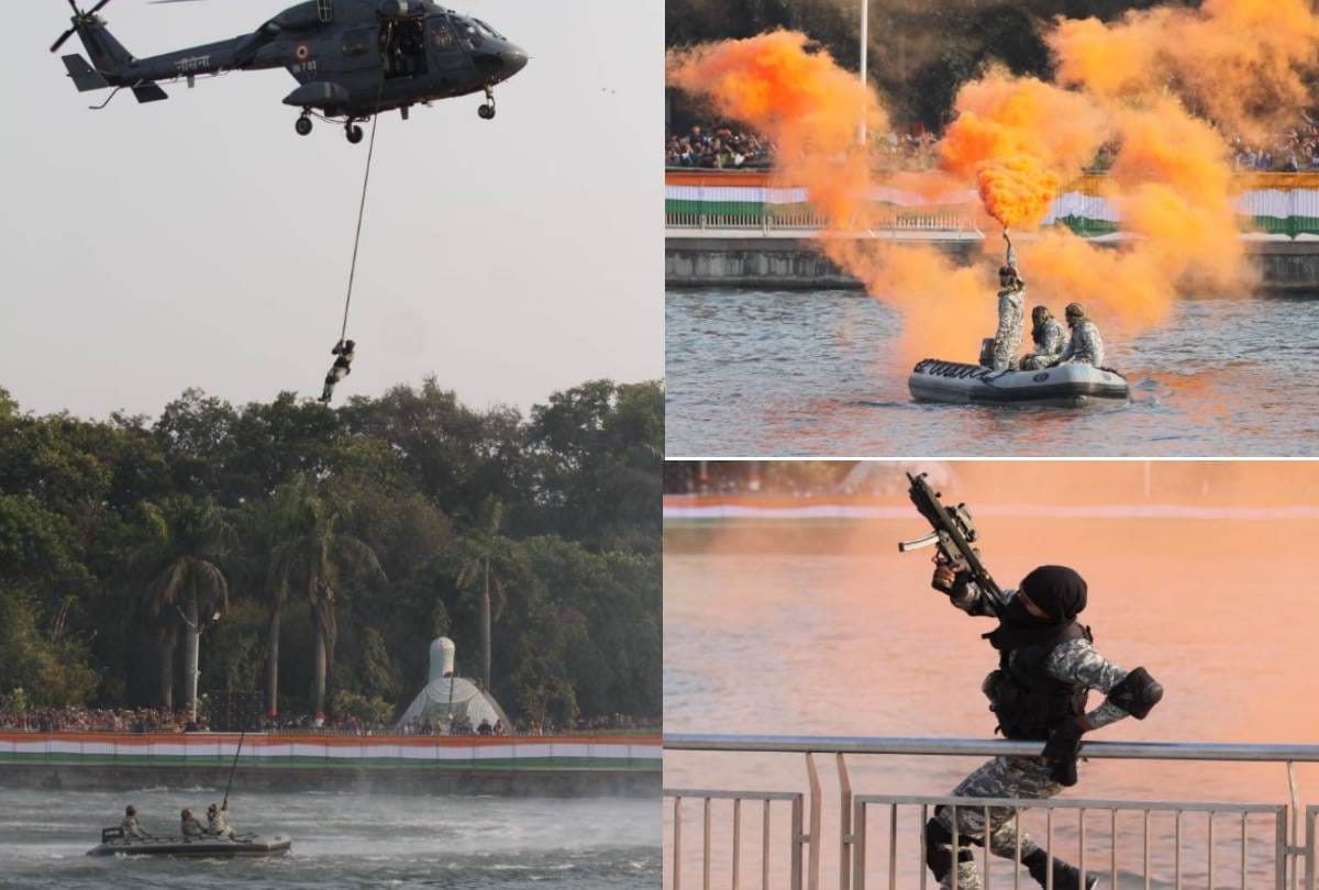 show of marine commander marcos of navy in defence expo