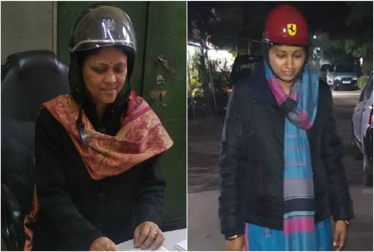 people wear helmet during walking in dayalbagh agra