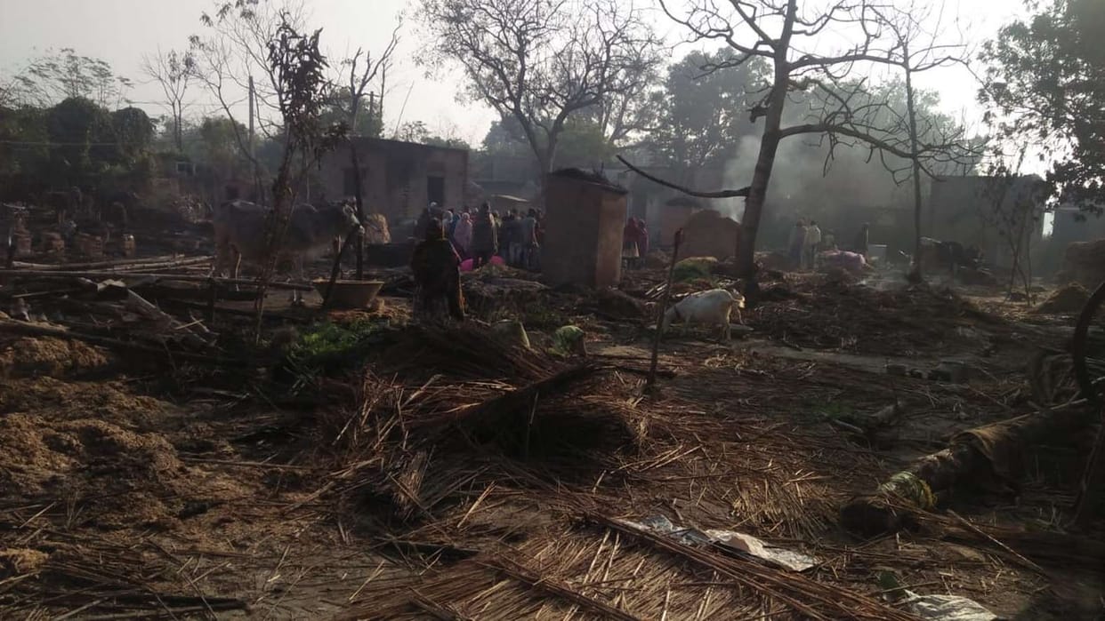 Four goats die in a fire, household items were burnt