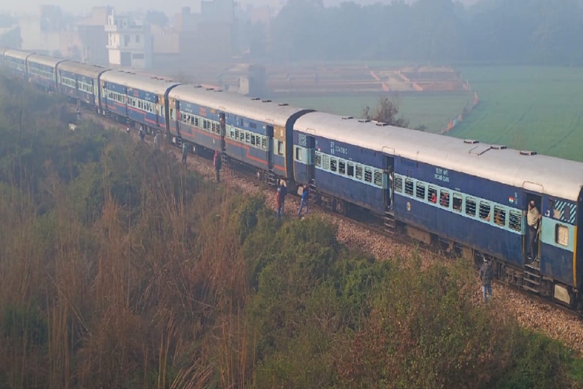A cow get stuck in the engine of Janata Express train in Baghpat