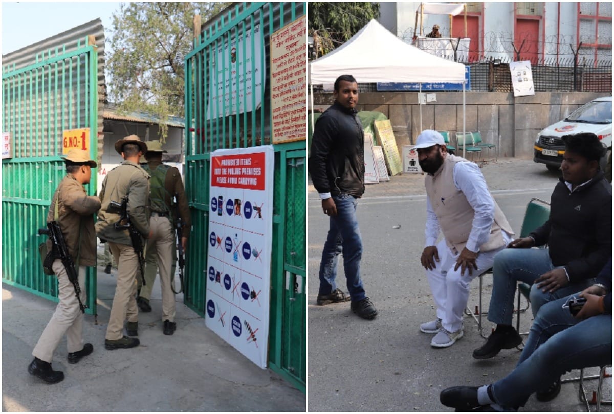 Delhi Elections 2020: Police and AAP workers patroling where EVM kept